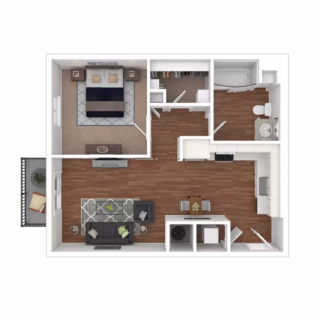 One Bedroom A1 7-104 floor plan